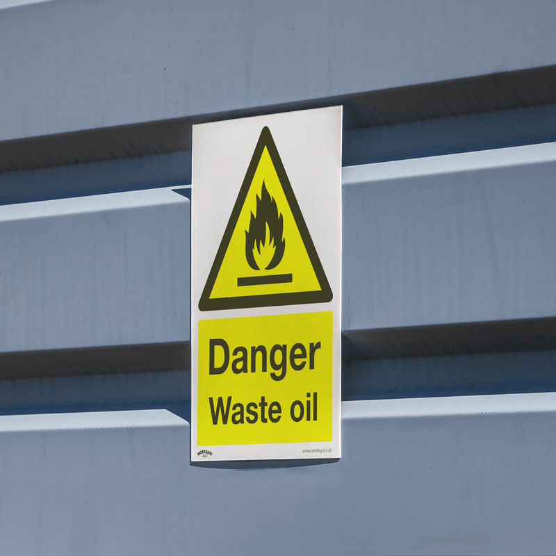 Sealey SS60P1 Worksafe® Danger Waste Oil Safety Sign - Rigid Plastic - SS60P1 - Sealey Tools UK - Trade Counter Direct