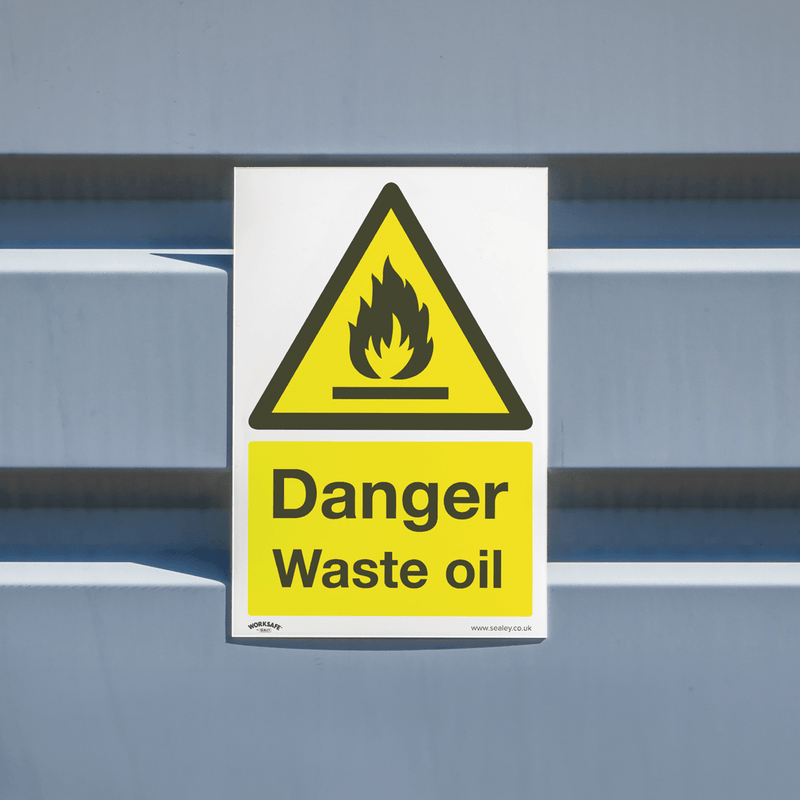 Sealey SS60P1 Worksafe® Danger Waste Oil Safety Sign - Rigid Plastic - SS60P1 - Sealey Tools UK - Trade Counter Direct