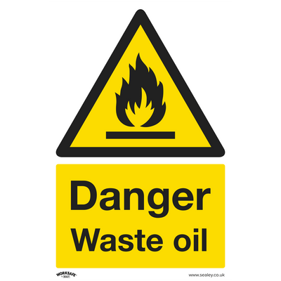 Sealey SS60P10 Worksafe® Danger Waste Oil Safety Sign, Rigid Plastic - Pack of 10 - SS60P10 - Sealey Tools UK - Trade Counter Direct