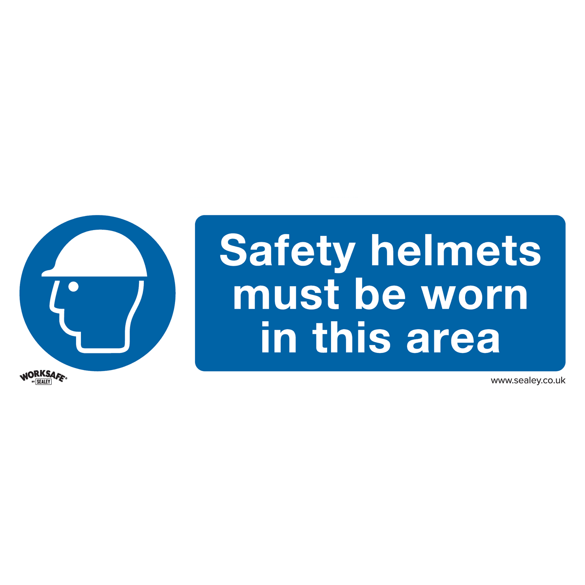 Sealey SS8V1 Worksafe® Safety Helmets Must Be Worn In This Area Safety Sign - Self-Adhesive Vinyl - SS8V1 - Sealey Tools UK - Trade Counter Direct