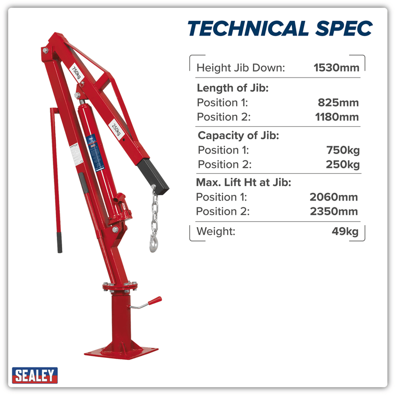 Sealey SSC750 Static Mounted Crane 750kg - SSC750 - Sealey Tools UK - Trade Counter Direct