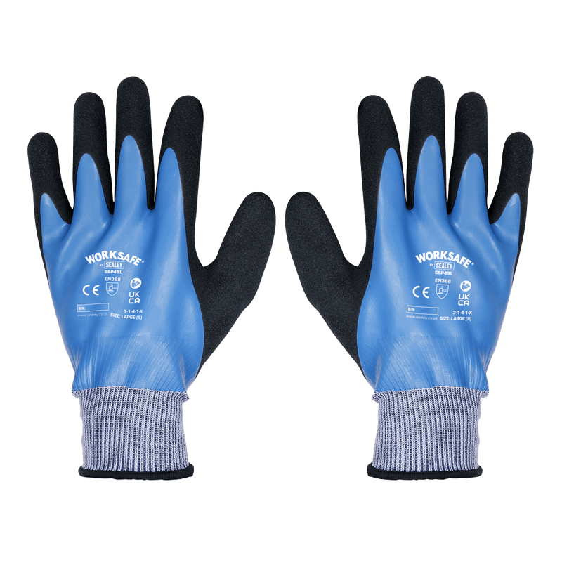 Sealey SSP49L Worksafe® Waterproof Latex Gloves, Large - Pair - SSP49L - Sealey Tools UK - Trade Counter Direct