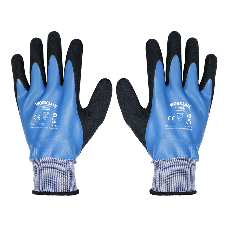 Sealey SSP49XL/6 Worksafe® Waterproof Latex Gloves, X-Large - Pack of 6 Pairs - SSP49XL/6 - Sealey Tools UK - Trade Counter Direct
