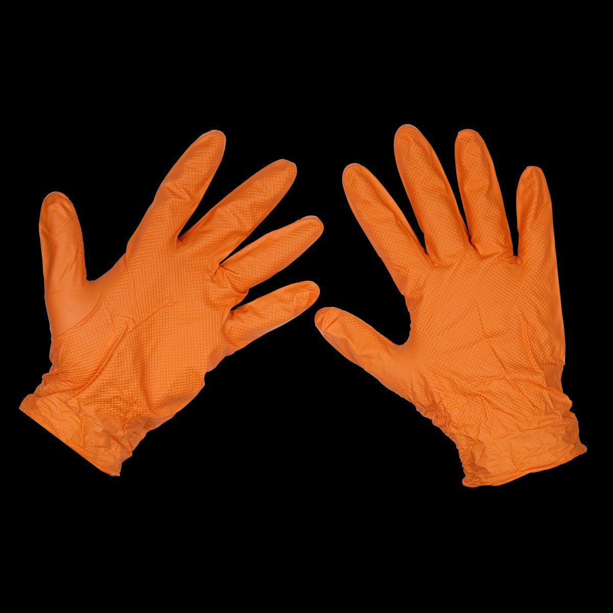 Sealey SSP56L Orange Diamond Grip Extra - Thick Nitrile Powder - Free Gloves Large - Pack of 50 - SSP56L - Sealey Tools UK - Trade Counter Direct