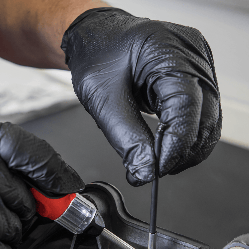 Sealey SSP57L Diamond Grip Extra-Thick Nitrile Powder-Free Gloves, Black, Large - Pack of 50 - SSP57L - Sealey Tools UK - Trade Counter Direct