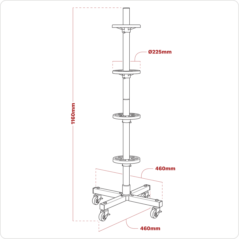 Sealey STR004COMBO Wheel Storage Trolley with Cover 100kg Capacity - STR004COMBO - Sealey Tools UK - Trade Counter Direct