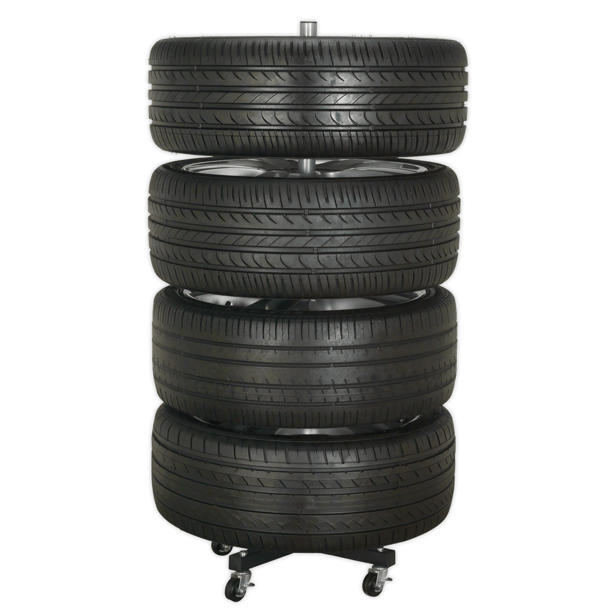 Sealey STR004COMBO Wheel Storage Trolley with Cover 100kg Capacity - STR004COMBO - Sealey Tools UK - Trade Counter Direct