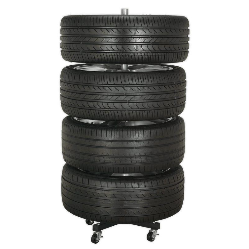Sealey STR004COMBO Wheel Storage Trolley with Cover 100kg Capacity - STR004COMBO - Sealey Tools UK - Trade Counter Direct