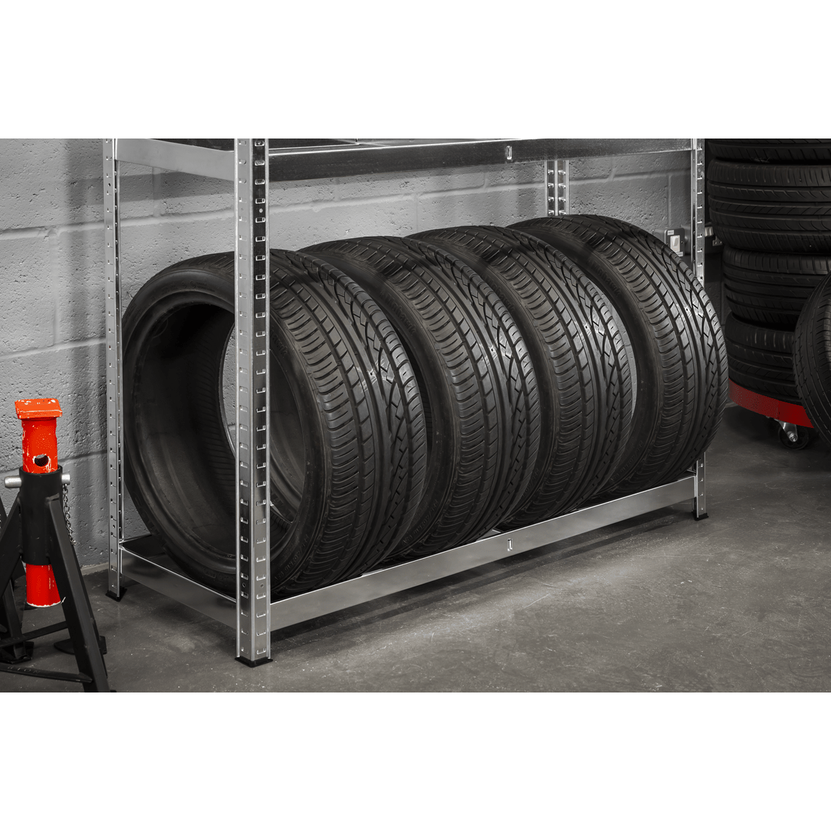Sealey STR008 2-Level Tyre Rack with Shelf 150kg Capacity Per Level - STR008 - Sealey Tools UK - Trade Counter Direct