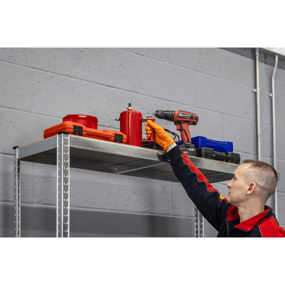 Sealey STR008 2-Level Tyre Rack with Shelf 150kg Capacity Per Level - STR008 - Sealey Tools UK - Trade Counter Direct