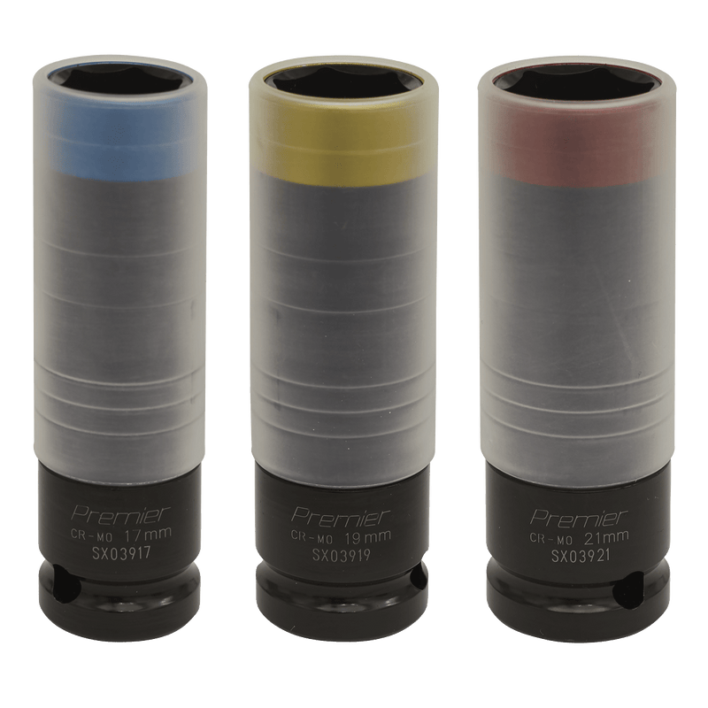 Sealey SX039 Premier Alloy Wheel Ultra-Power Impact Socket Set 1/2"Sq Drive 3pc - SX039 - Sealey Tools UK - Trade Counter Direct