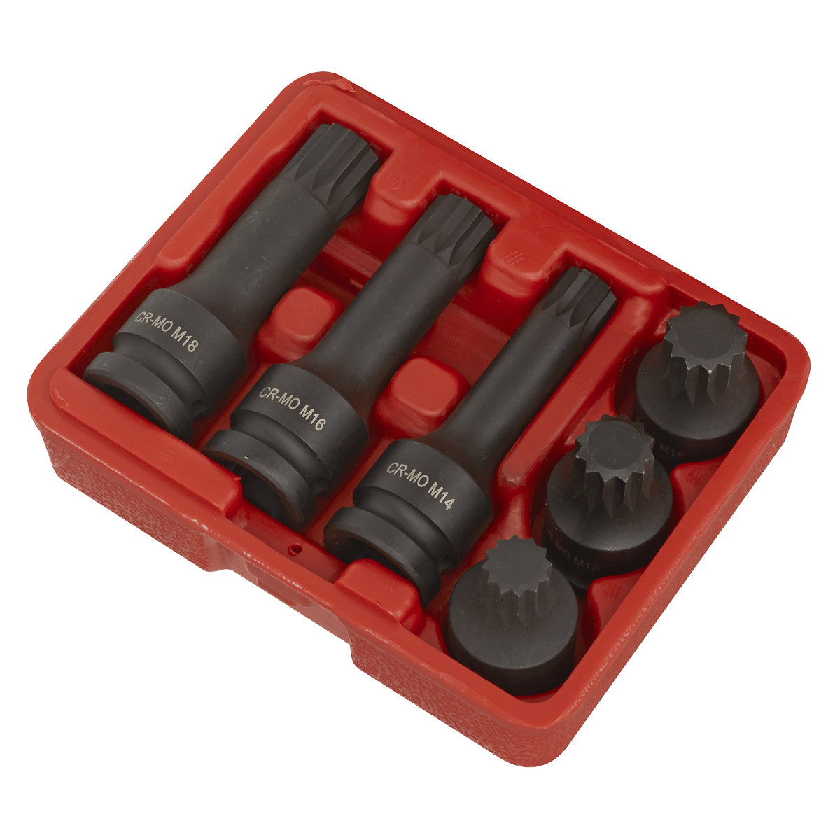 Sealey SX052 Impact Spline Socket Bit Set 1/2"Sq Drive 6pc - SX052 - Sealey Tools UK - Trade Counter Direct