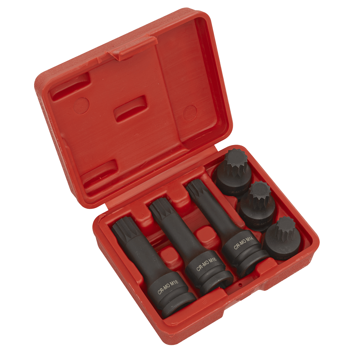 Sealey SX052 Impact Spline Socket Bit Set 1/2"Sq Drive 6pc - SX052 - Sealey Tools UK - Trade Counter Direct