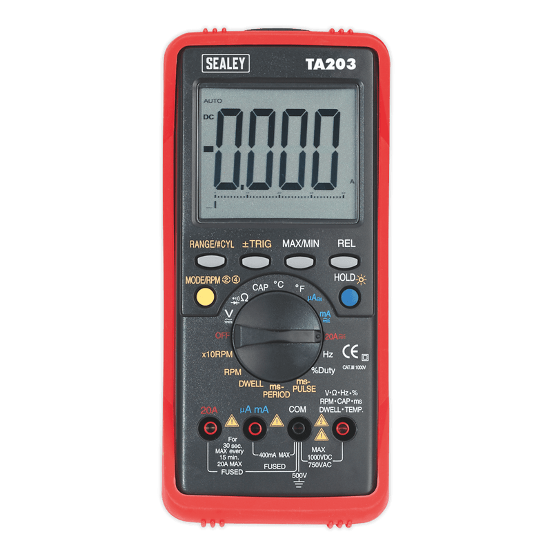 Sealey TA203 15-Function Digital Automotive Multimeter with Bar Graph/PC Link - TA203 - Sealey Tools UK - Trade Counter Direct