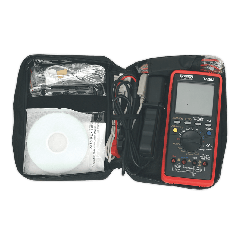 Sealey TA203 15-Function Digital Automotive Multimeter with Bar Graph/PC Link - TA203 - Sealey Tools UK - Trade Counter Direct