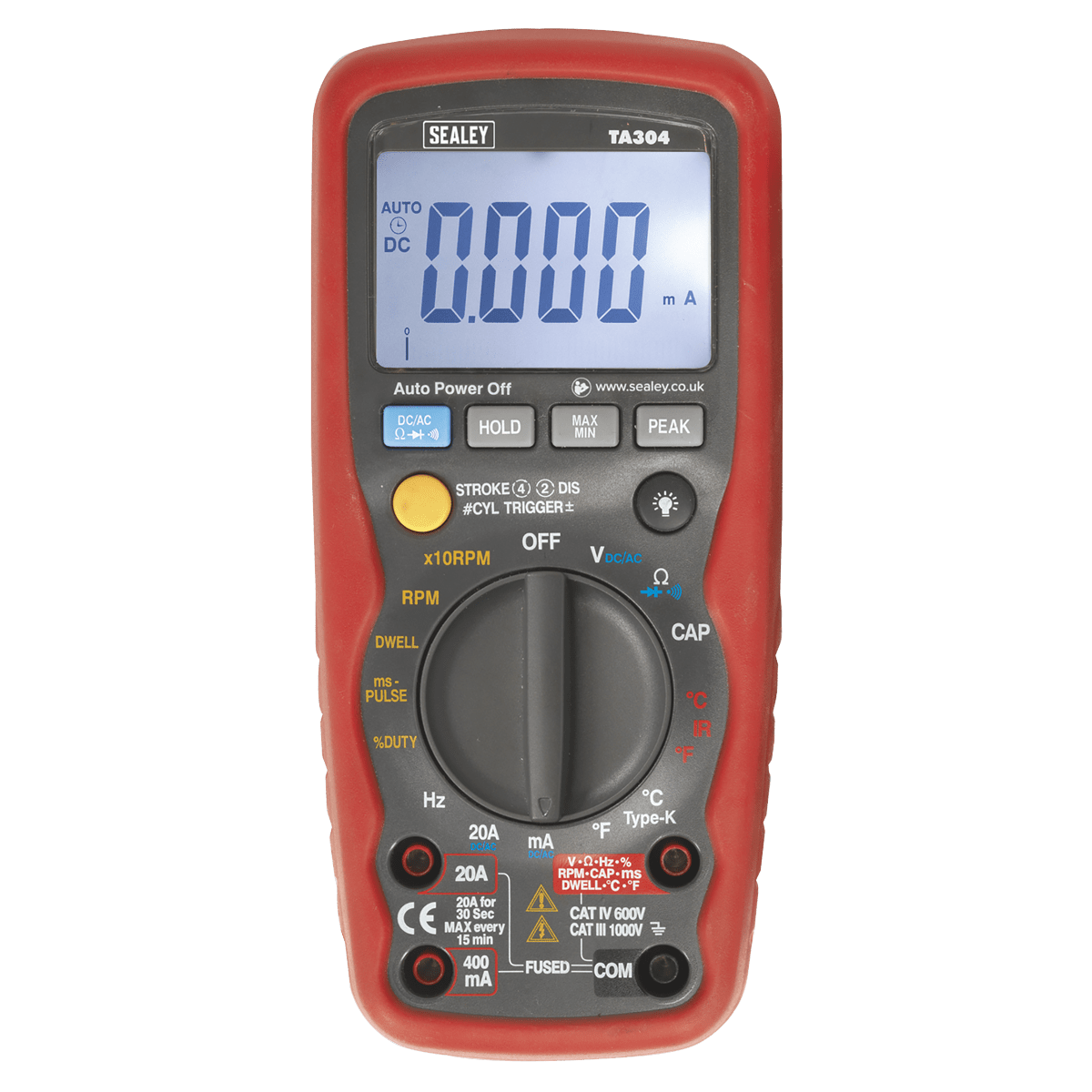 Sealey TA304 15-Function Digital Automotive Multimeter with Inductive Coupler/Infrared Temperature Probe - TA304 - Sealey Tools UK - Trade Counter Direct