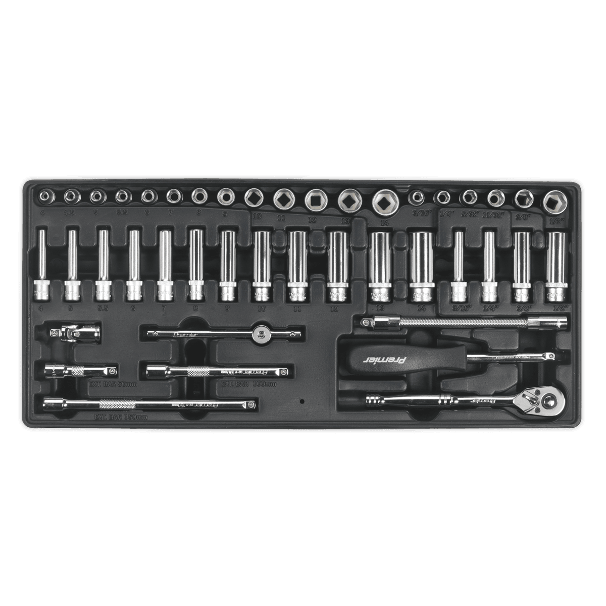 Sealey TBT19 Tool Tray with Socket Set 43pc 1/4"Sq Drive - TBT19 - Sealey Tools UK - Trade Counter Direct