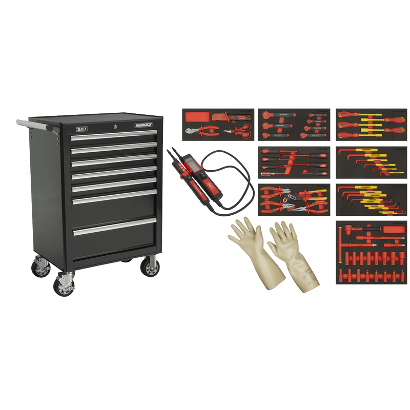 Sealey TBTECOMBO2 63pc Insulated Tool Kit with 7 Drawer Rollcab - TBTECOMBO2 - Sealey Tools UK - Trade Counter Direct