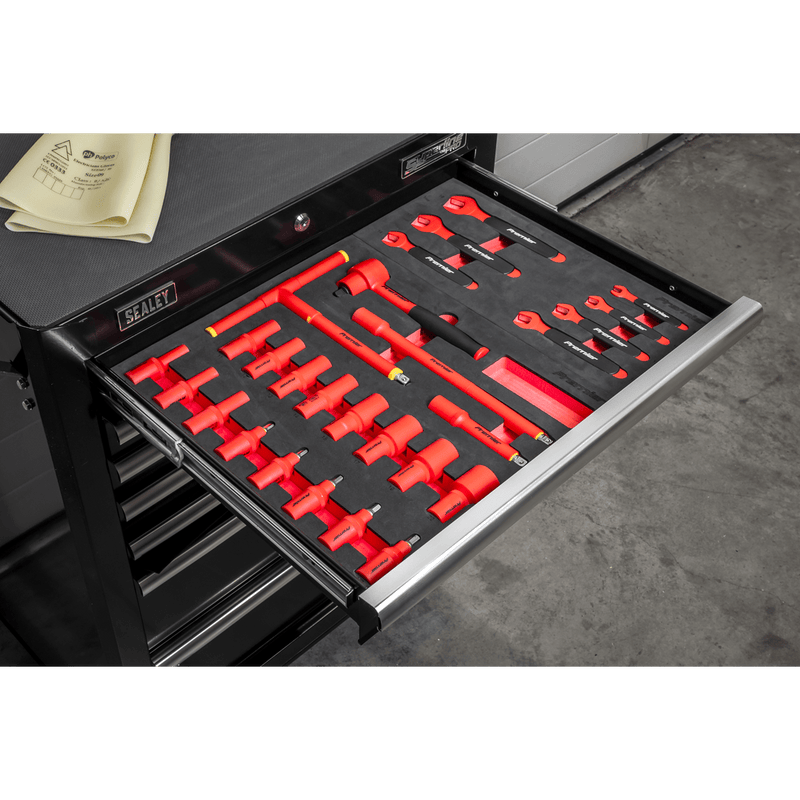 Sealey TBTECOMBO2 63pc Insulated Tool Kit with 7 Drawer Rollcab - TBTECOMBO2 - Sealey Tools UK - Trade Counter Direct
