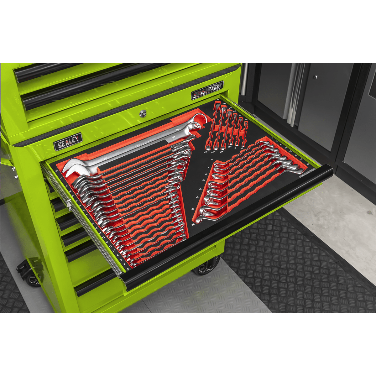 Sealey TBTPCOMBO7 Superline PRO® Tool Chest Combination 14 Drawer with 446pc Tool Kit - Green - TBTPCOMBO7 - Sealey Tools UK - Trade Counter Direct