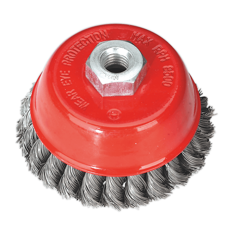 Sealey TKCB100 100mm Twist Knot Wire Cup Brush M14 x 2mm - TKCB100 - Sealey Tools UK - Trade Counter Direct