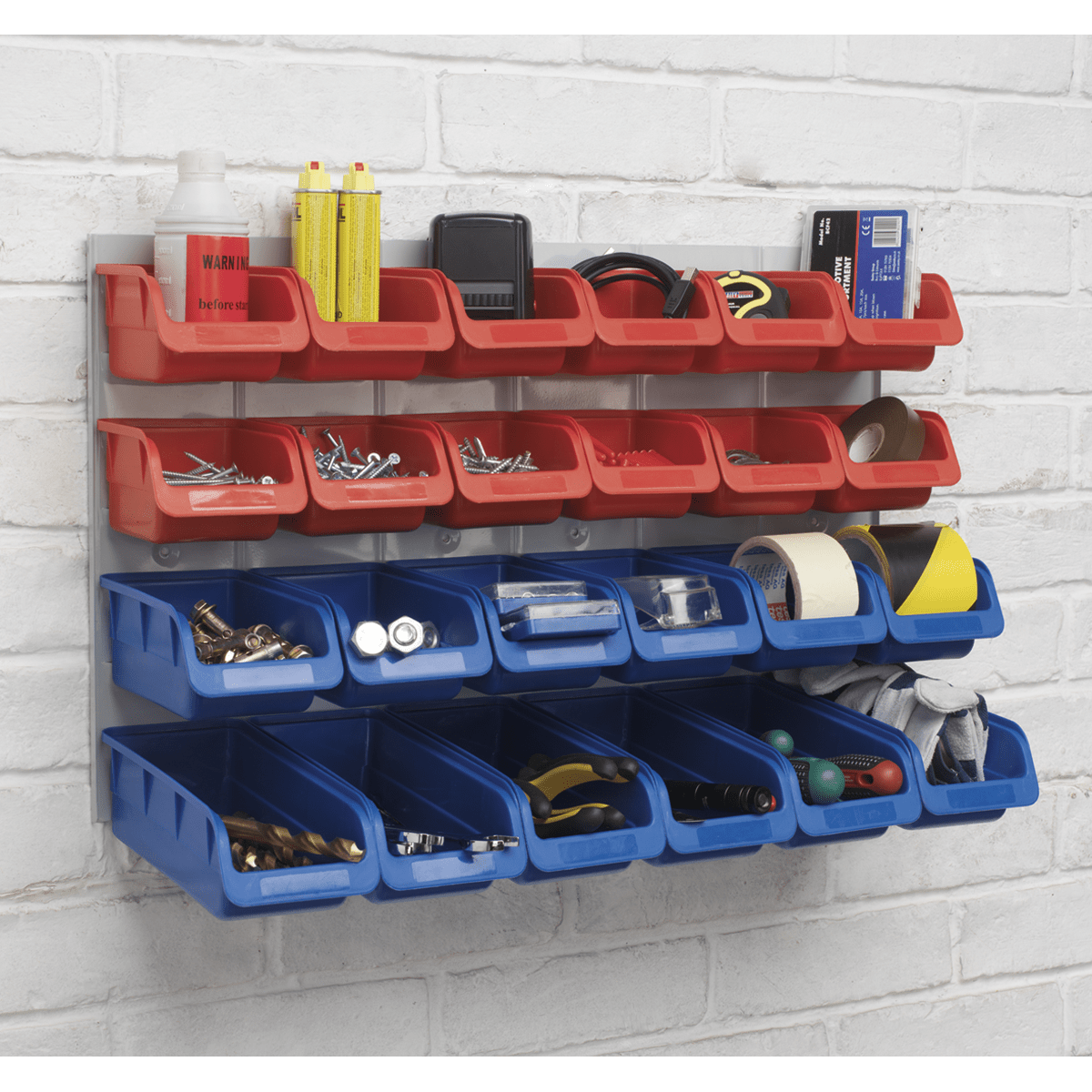 Sealey TPS132 Bin & Panel Combination 24 Bins - Red/Blue - TPS132 - Sealey Tools UK - Trade Counter Direct