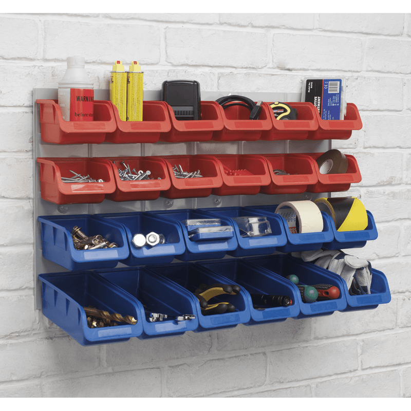 Sealey TPS132 Bin & Panel Combination 24 Bins - Red/Blue - TPS132 - Sealey Tools UK - Trade Counter Direct