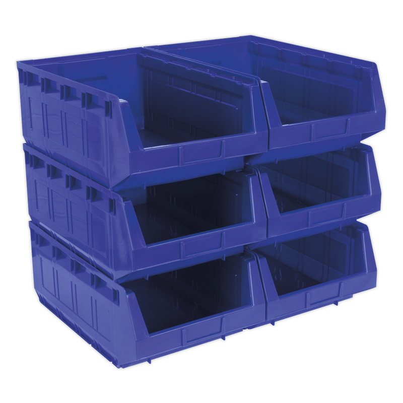Sealey TPS56B Plastic Storage Bin 310 x 500 x 190mm, Blue - Pack of 6 - TPS56B - Sealey Tools UK - Trade Counter Direct