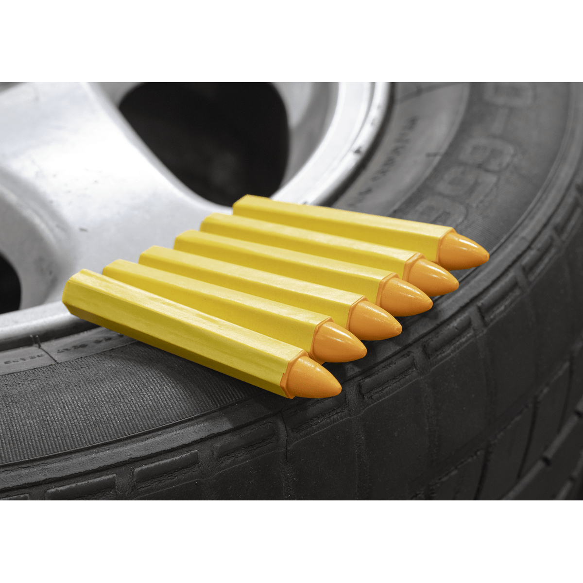 Sealey TST14 Yellow Tyre Marking Crayon - Pack of 6 - TST14 - Sealey Tools UK - Trade Counter Direct