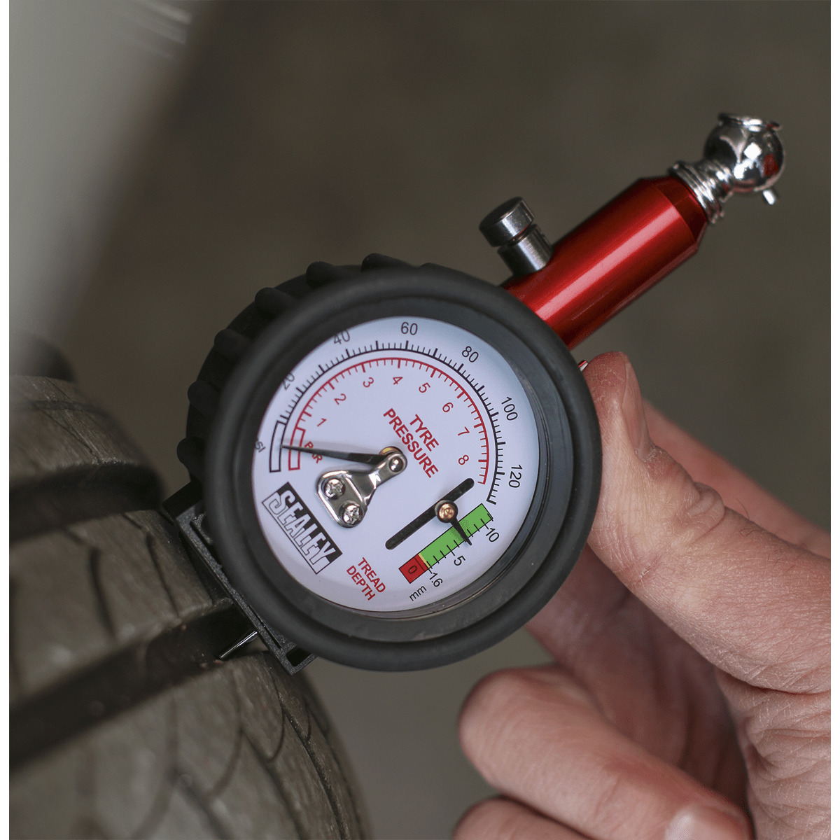 Sealey TSTPDG01 Tyre Pressure Gauge with Tyre Tread Depth Gauge 0-8bar(0-120psi) - TSTPDG01 - Sealey Tools UK - Trade Counter Direct