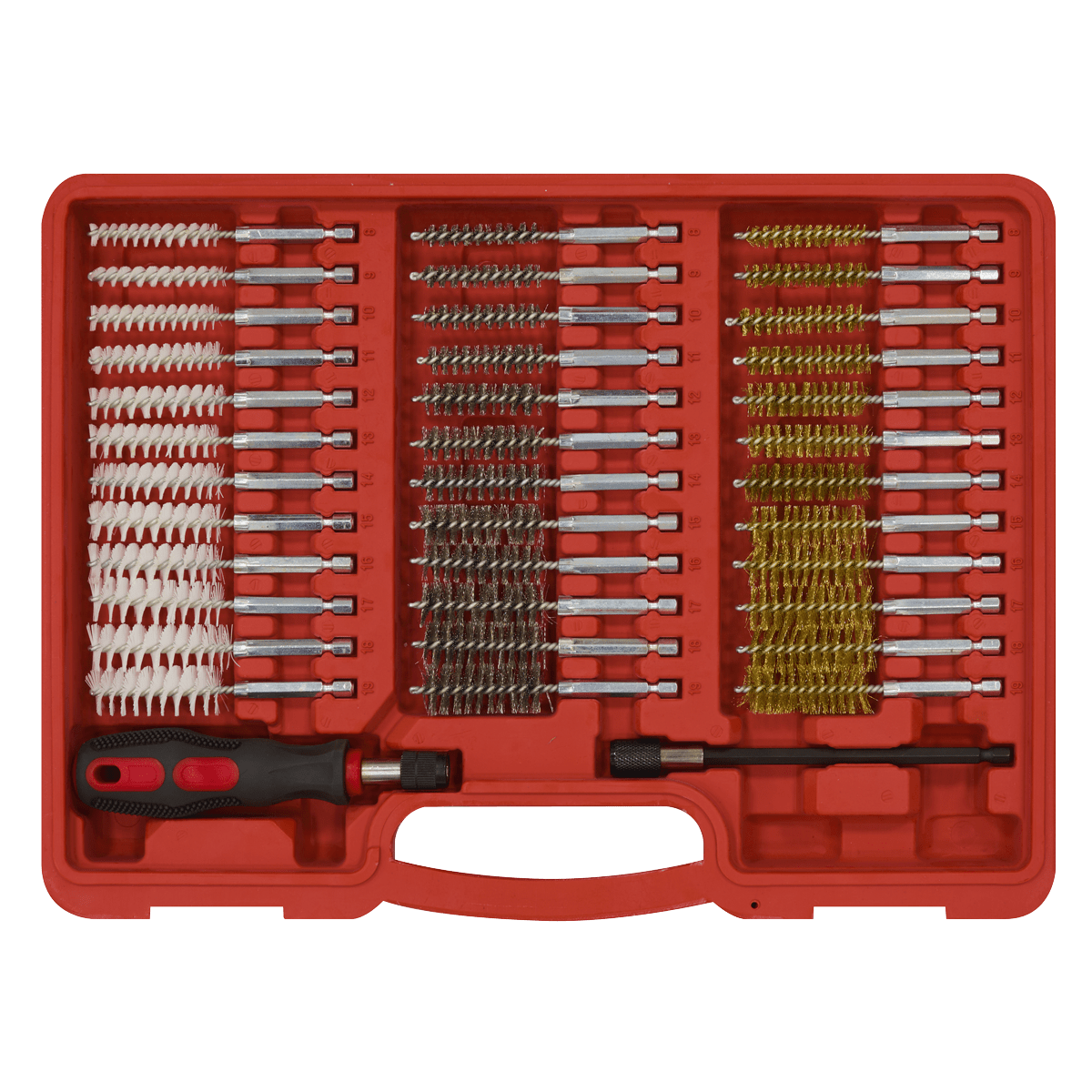 Sealey VS1910 Injector Bore Cleaning Brush Set 38pc - VS1910 - Sealey Tools UK - Trade Counter Direct