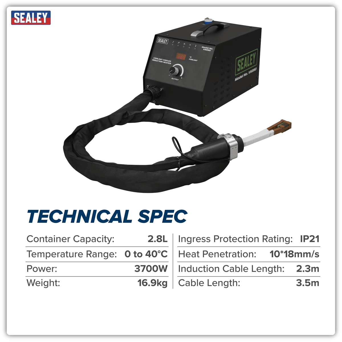 Sealey VS280 Coolant Cooled Induction Heater 3700W - VS280 - Sealey Tools UK - Trade Counter Direct