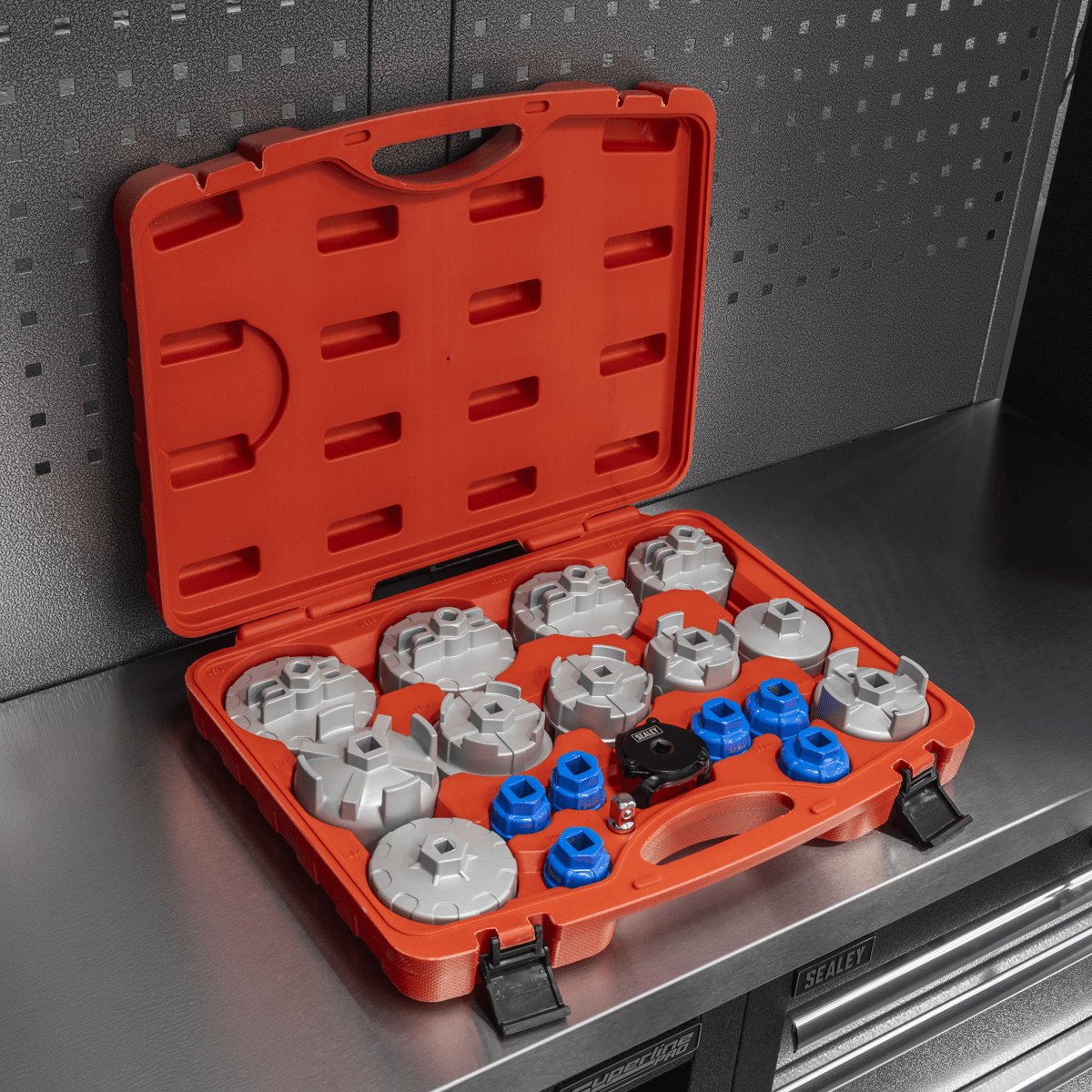 Sealey VS7013 Oil Filter Cap Wrench Set 19pc - VS7013 - Sealey Tools UK - Trade Counter Direct