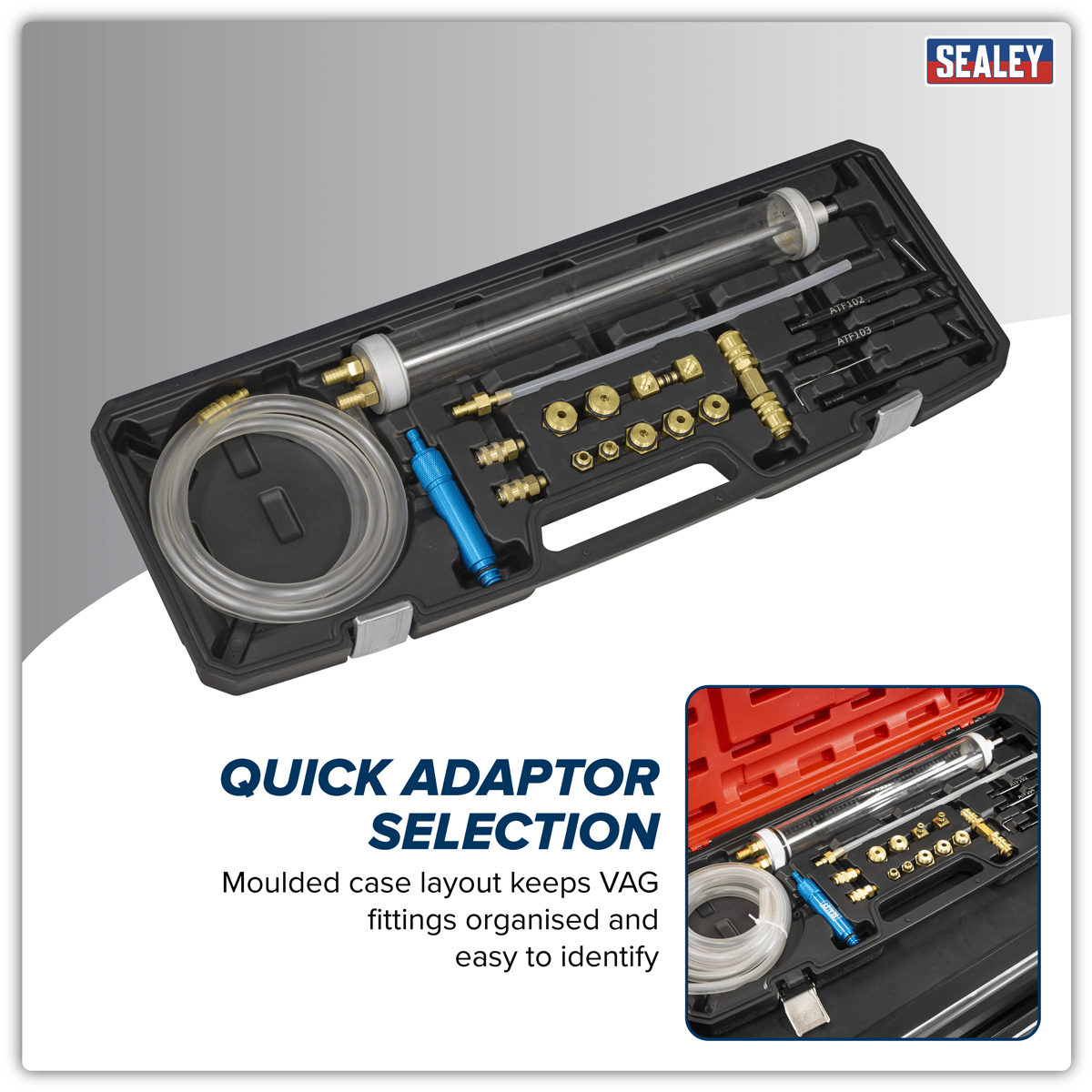 Sealey VS7095 Transmission Oil Refilling Pump & Adaptor Kit for VAG 18pc - VS7095 - Sealey Tools UK - Trade Counter Direct
