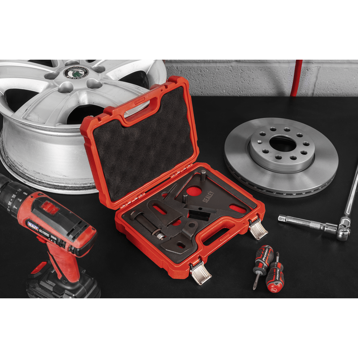 Sealey VSE5032 Front Pulley & Flywheel Locking Tool Set - Chain Drive - VSE5032 - Sealey Tools UK - Trade Counter Direct