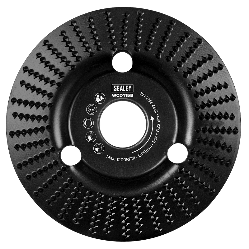 Sealey WCD115B 115mm Bevel Shape Wood Carving Disc 22mm Bore - WCD115B - Sealey Tools UK - Trade Counter Direct