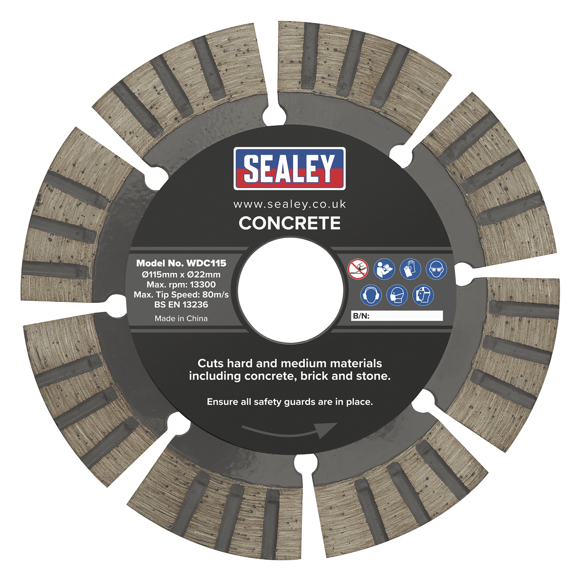 Sealey WDC115 Concrete Cutting Disc Dry Use Ø115mm - WDC115 - Sealey Tools UK - Trade Counter Direct