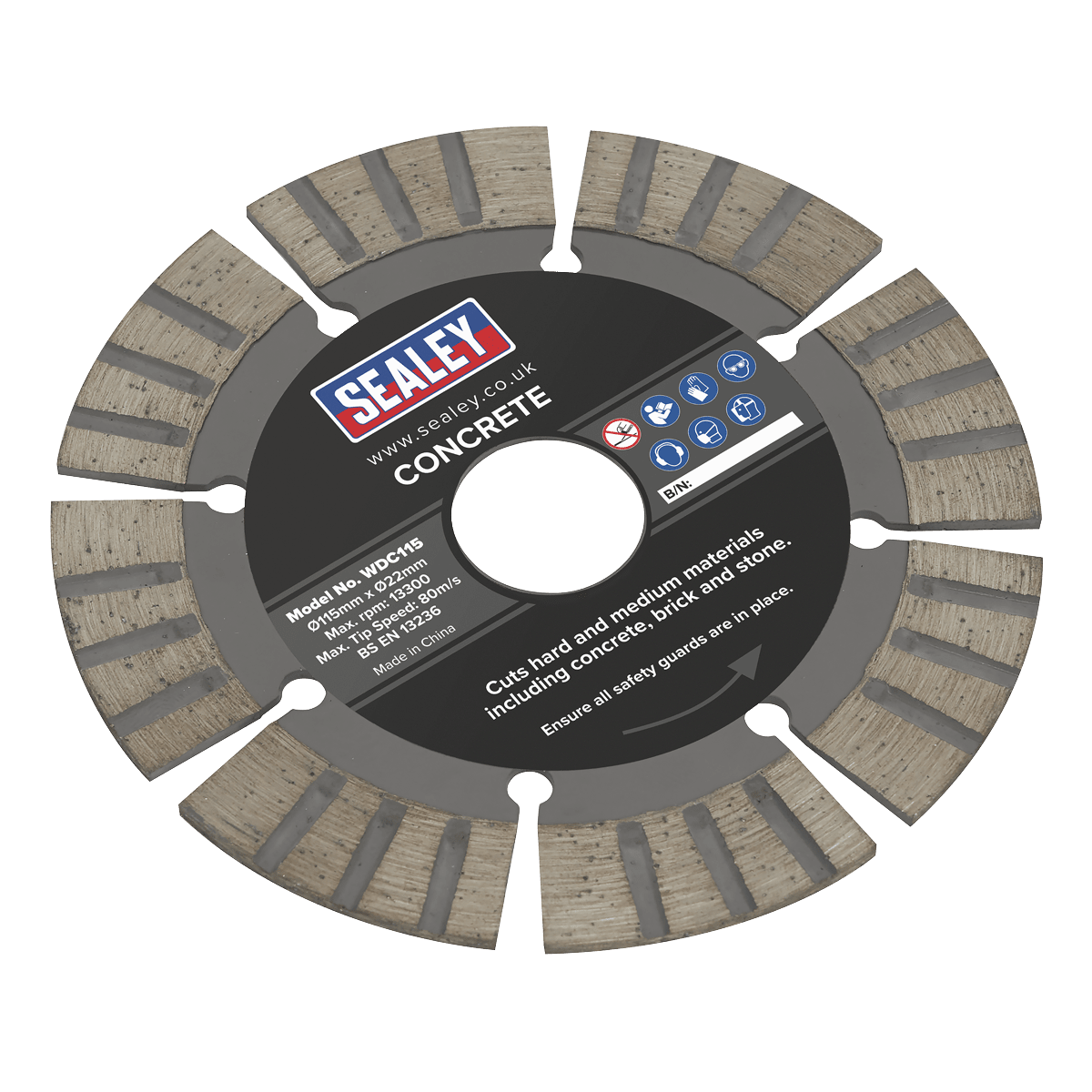 Sealey WDC115 Concrete Cutting Disc Dry Use Ø115mm - WDC115 - Sealey Tools UK - Trade Counter Direct