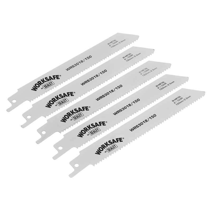 Sealey WRS3018/150 Worksafe® Reciprocating Saw Blade 150mm 10tpi - Pack of 5 - WRS3018/150 - Sealey Tools UK - Trade Counter Direct
