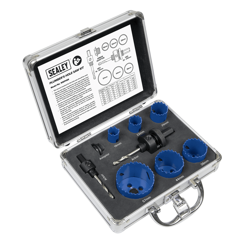 Sealey WSPHSK Plumber's Hole Saw Kit 9pc - WSPHSK - Sealey Tools UK - Trade Counter Direct