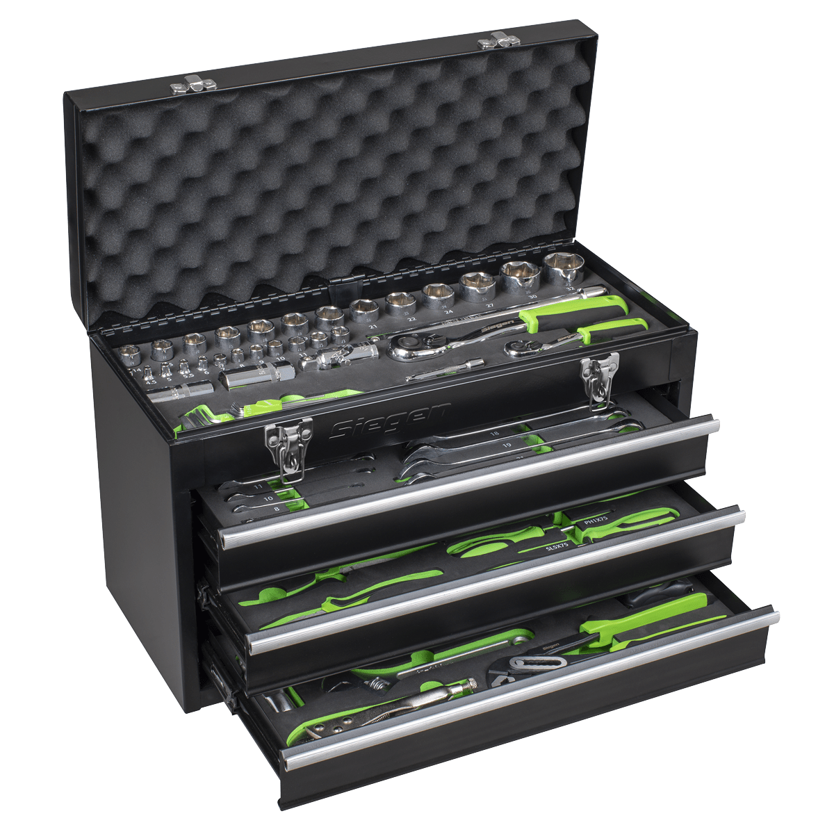 Siegen S01266 3 Drawer Portable Tool Chest with 98pc Tool Kit - S01266 - Sealey Tools UK - Trade Counter Direct