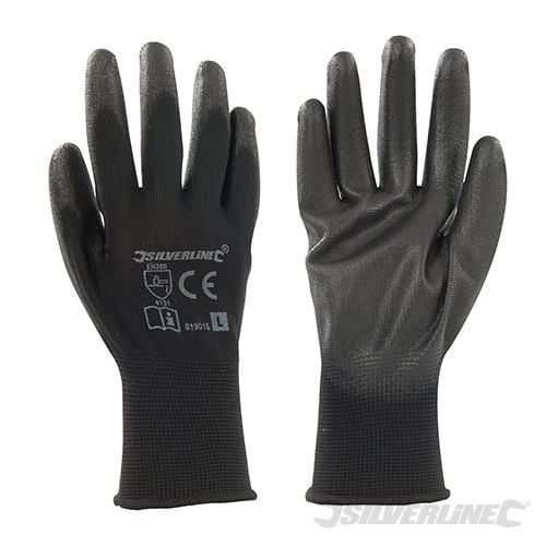Silverline Black Palm Gloves L 9 - 819015 - 819015 - Silverline - Trade Counter Direct