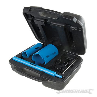 Silverline Diamond Core Drill Kit 3 - Core 7pce 28, 52 and 107mm - 868543 - 868543 - Silverline - Trade Counter Direct