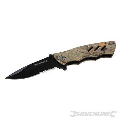 Silverline Folding Camouflage Pocket Knife 195mm - 746410 - 746410 - Silverline - Trade Counter Direct
