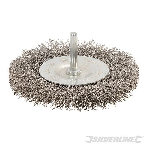 Silverline Rotary Stainless Steel Wire Wheel Brush 100mm - 525076 - 525076 - Silverline - Trade Counter Direct