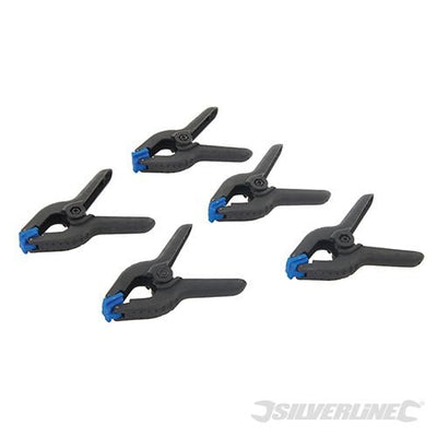 Silverline Spring Clamps 5pk 100mm Length / 40mm Jaw - 435082 - 435082 - Silverline - Trade Counter Direct