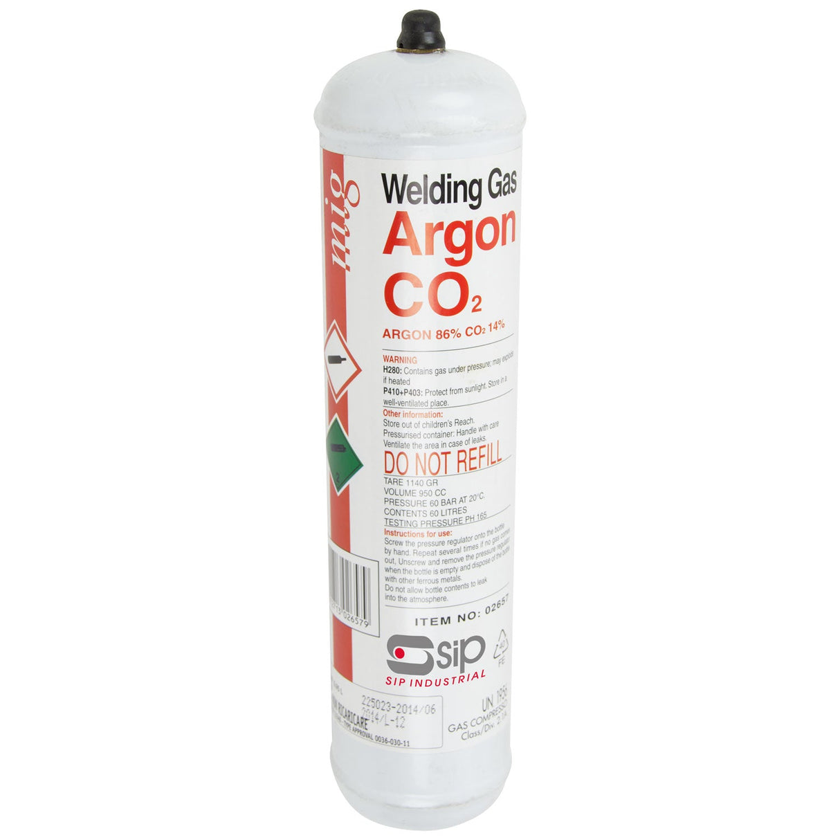 SIP 390g Disposable Argon/CO2 Gas Bottle - SIP-02657 - SIP Tools UK - Trade Counter Direct