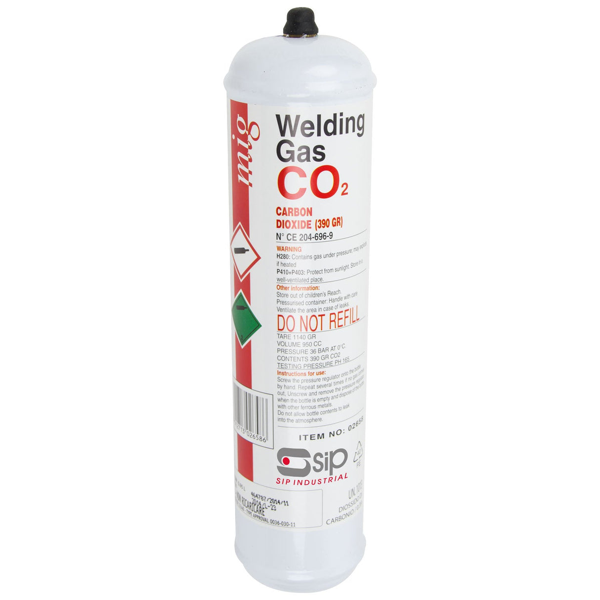 SIP 390g Disposable CO2 Gas Bottle - SIP-02658 - SIP Tools UK - Trade Counter Direct