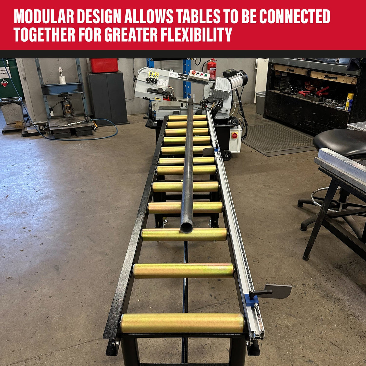 SIP Adjustable Roller Stand Table 1500mm x 400mm 400kg - SIP-01395 - SIP Tools UK - Trade Counter Direct