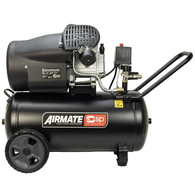 SIP DDVT 3hp 50ltr V-Twin Direct Drive Compressor - SIP-05325 - SIP Tools UK - Trade Counter Direct
